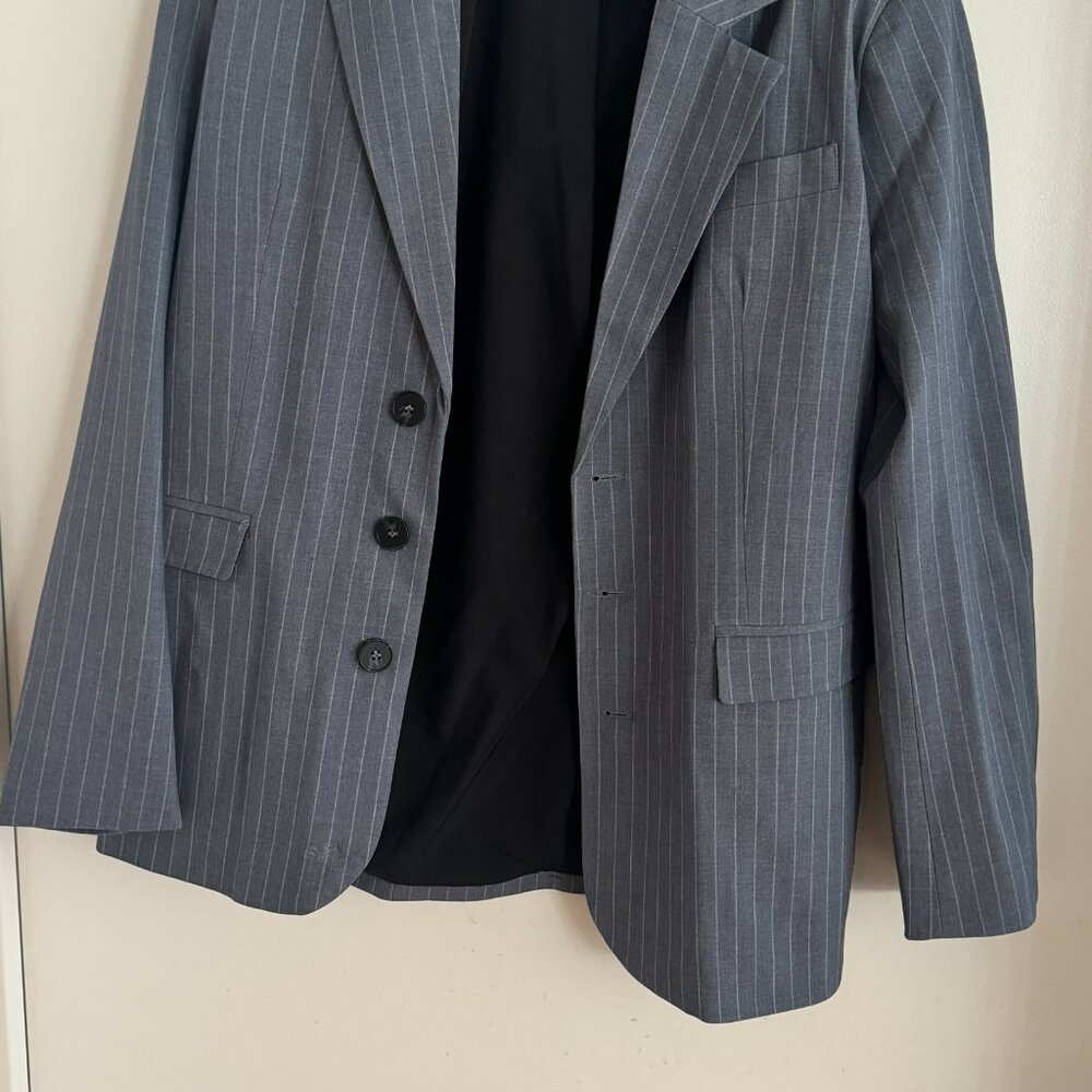 Worthington Gray Pinstripe Stretch Career Blazer Charcoal Like New Jason Bolden